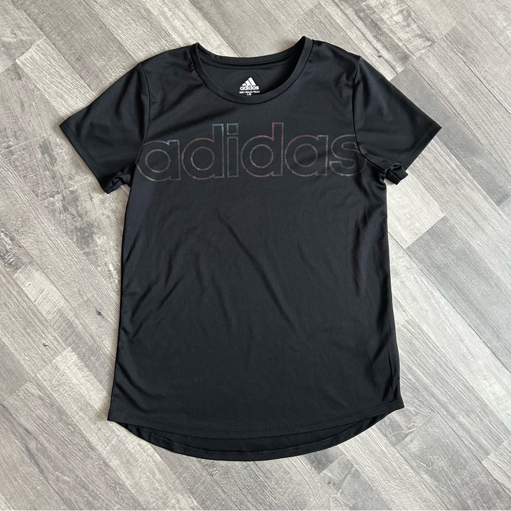 Adidas Girls Black Short Sleeve Top